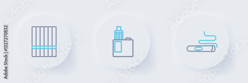 Set line Cigar, Vape mod device and Cigarette icon. Vector