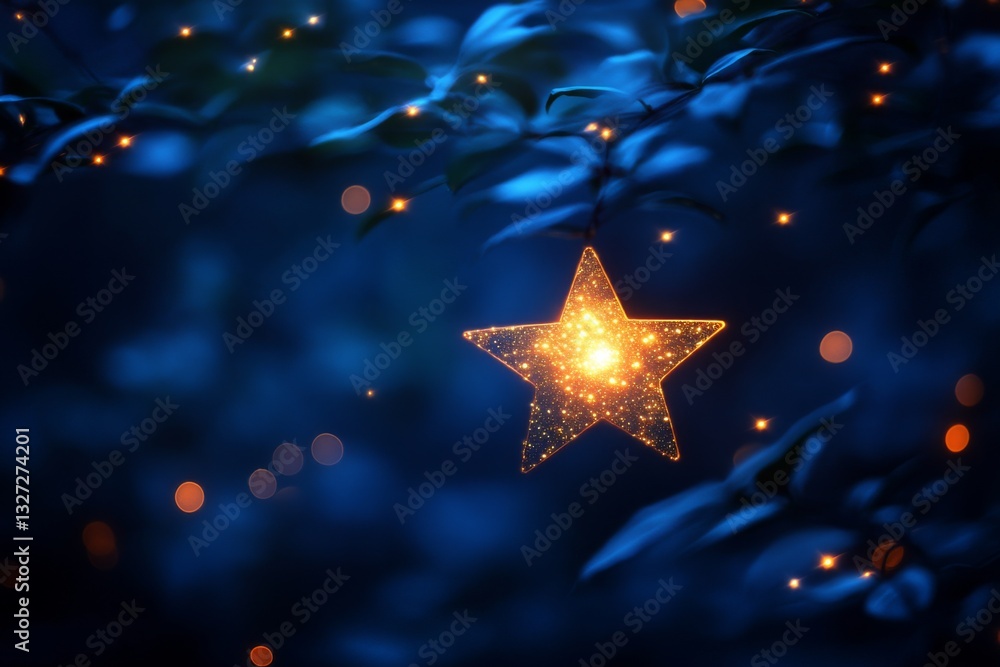 Star is surrounded by a lot of light, creating a beautiful and serene atmosphere