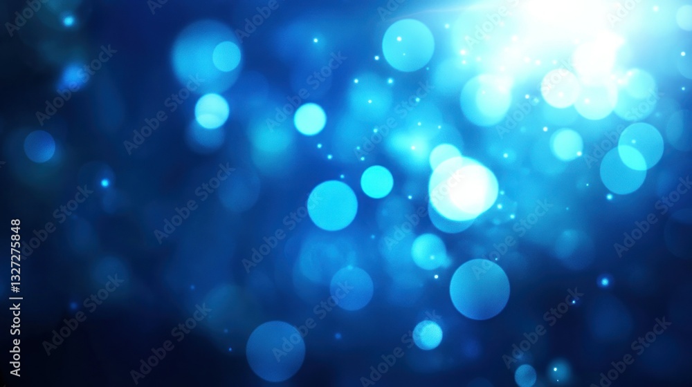 A blue background filled with shining blurred circles and light A blue background filled with shining blurred circles and light