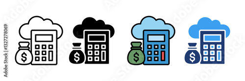 Cloud Accounting  Icon Set Multiple Style Collection