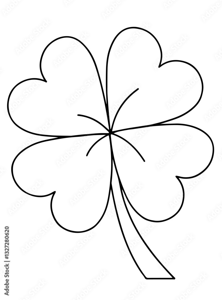 Contour of a four-leaf clover with heart-shaped leaves, symbolizing good luck and St. Patrick’s Day.
Contour of a four-leaf clover with heart-shaped leaves, symbolizing good luck and St. Patrick’s Day.