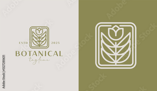 Leaf Flower Tree monoline. Universal creative premium symbol. Vector sign icon logo template. Vector illustration