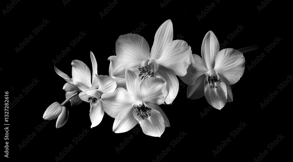 Obraz premium White orchid flowers isolated on a black background,