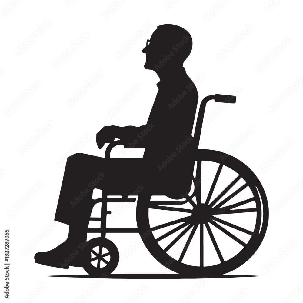 Curious Old Man Sitting in a Wheelchair silhouette, pondering over past memories - Old Man illustration - Minimalist Old Man vector - Knowledge keeper
Curious Old Man Sitting in a Wheelchair silhouette, pondering over past memories - Old Man illustration - Minimalist Old Man vector - Knowledge keeper