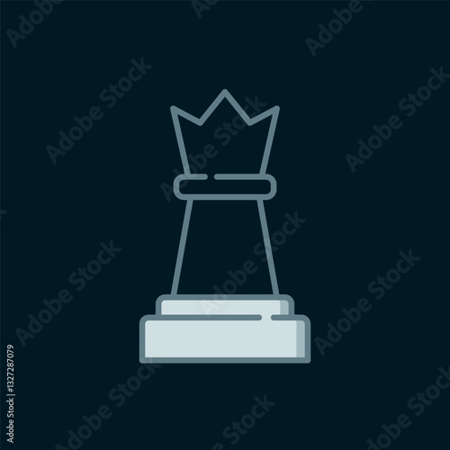 Line Chess icon isolated on black background. Business strategy. Game, management, finance. Flat filled outline style with shadow. Vector