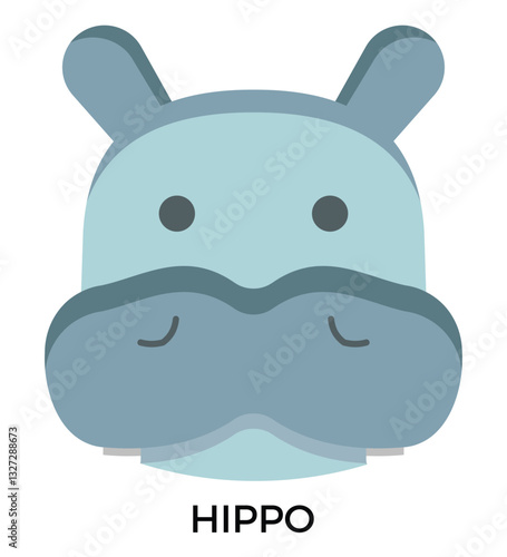Cute hippo face icon.by kus wandoko