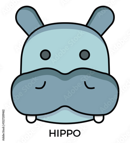 Cute hippo face icon.by kus wandoko