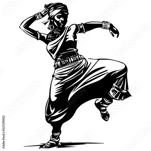 Silhouette of a Dancer Highlighting Energetic Hip Movements and Rhythmic Step