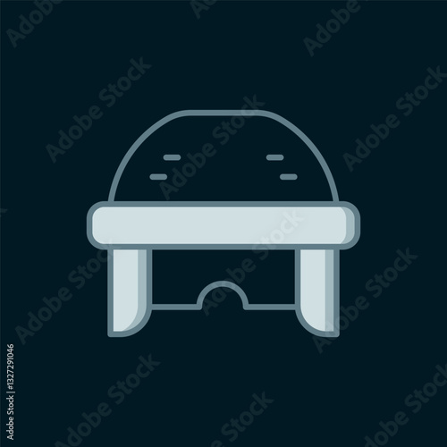 Canvas Print Line Hockey helmet icon isolated on black background