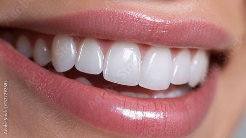 Bright smile with beautiful white teeth.