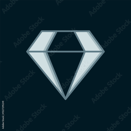 Line Diamond icon isolated on black background. Jewelry symbol. Gem stone. Flat filled outline style with shadow. Vector