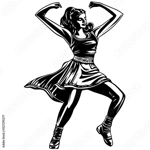 Silhouette of a Dancer Highlighting Energetic Hip Movements and Rhythmic Step