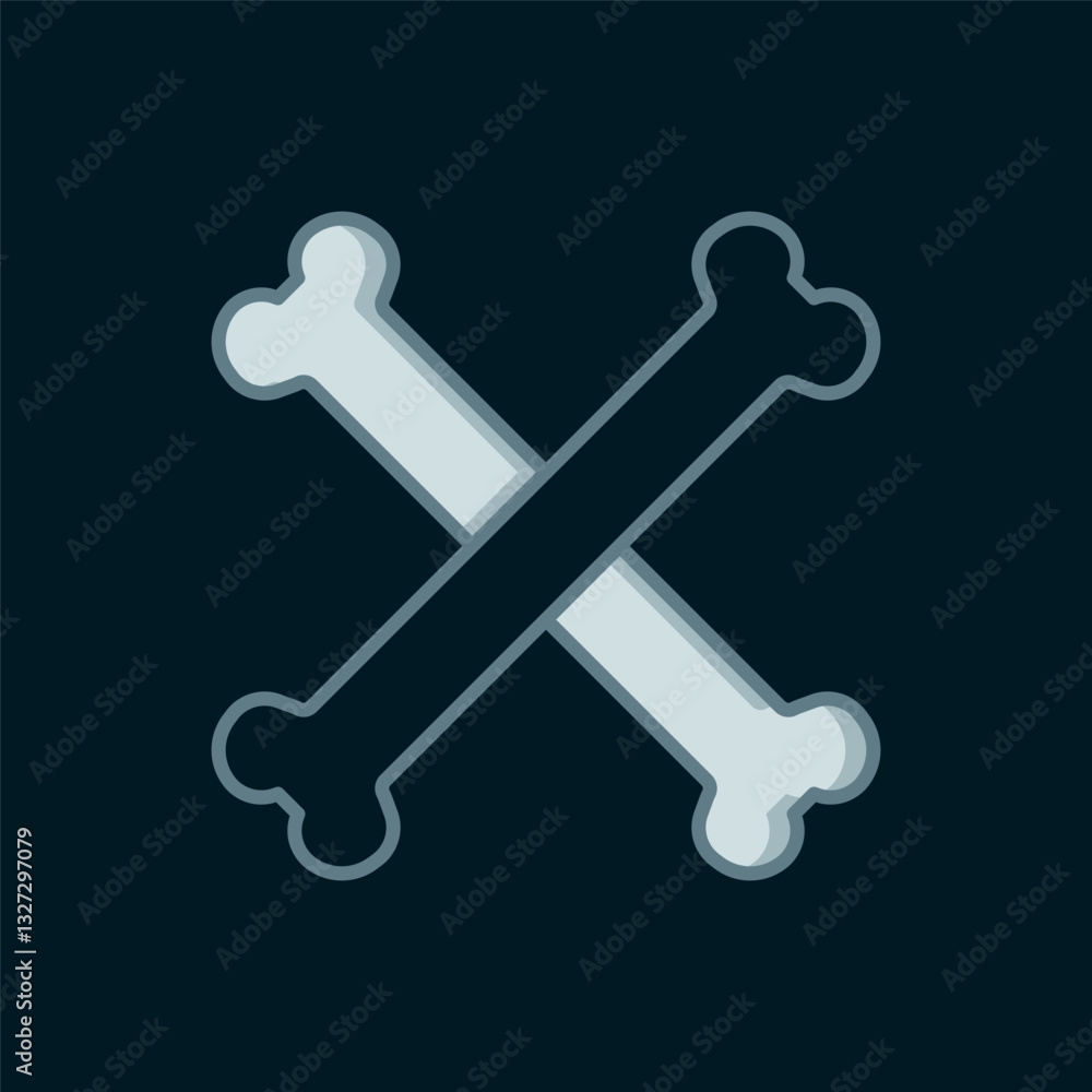 Line Crossed bones icon isolated on black background. Pets food symbol. Happy Halloween party. Flat filled outline style with shadow. Vector Line Crossed bones icon isolated on black background. Pets food symbol. Happy Halloween party. Flat filled outline style with shadow. Vector