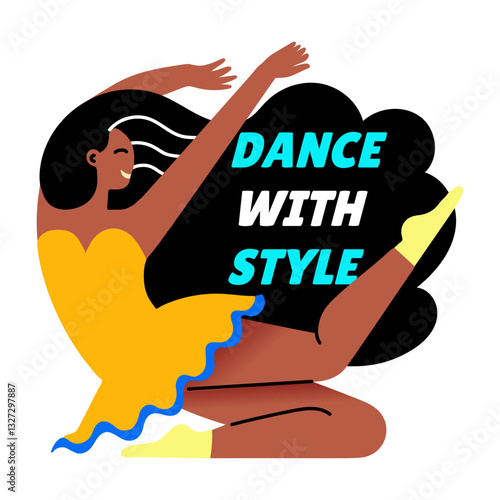 A girl performing contemporary dance, flat style sticker