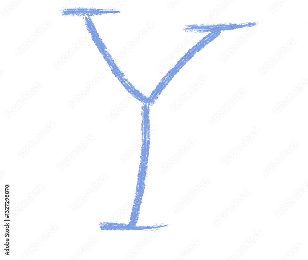Abstract element hand-drawn brush pencil texture strokes letter Y