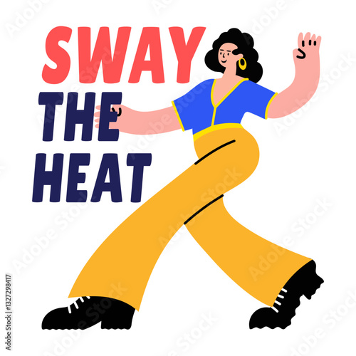 Flat sticker of a character performing sway dance