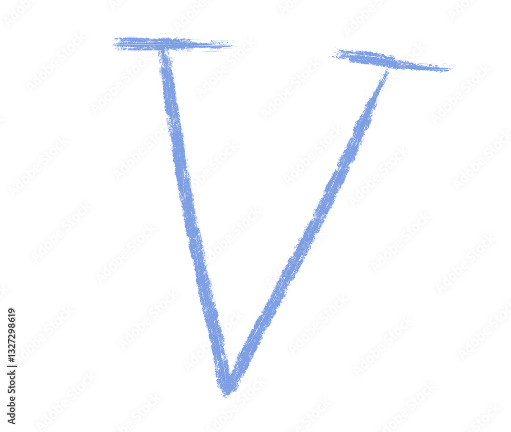 Abstract element hand-drawn brush pencil texture strokes letter V