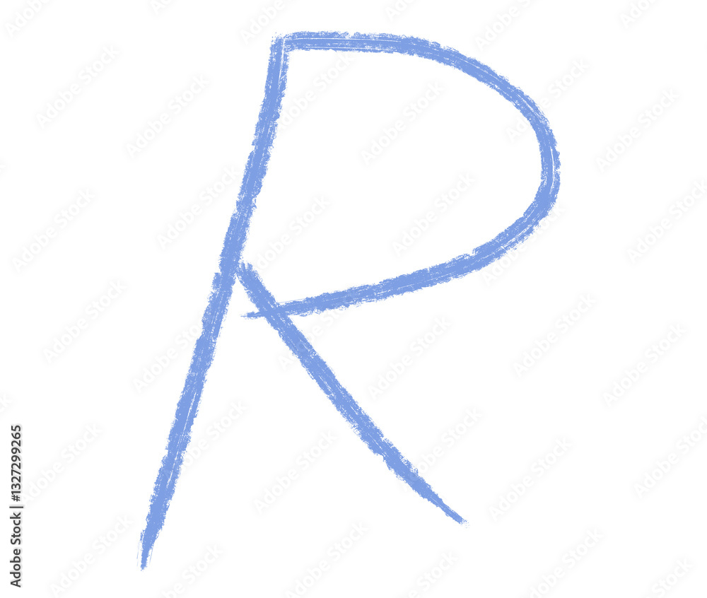 Abstract element hand-drawn brush pencil texture strokes letter R