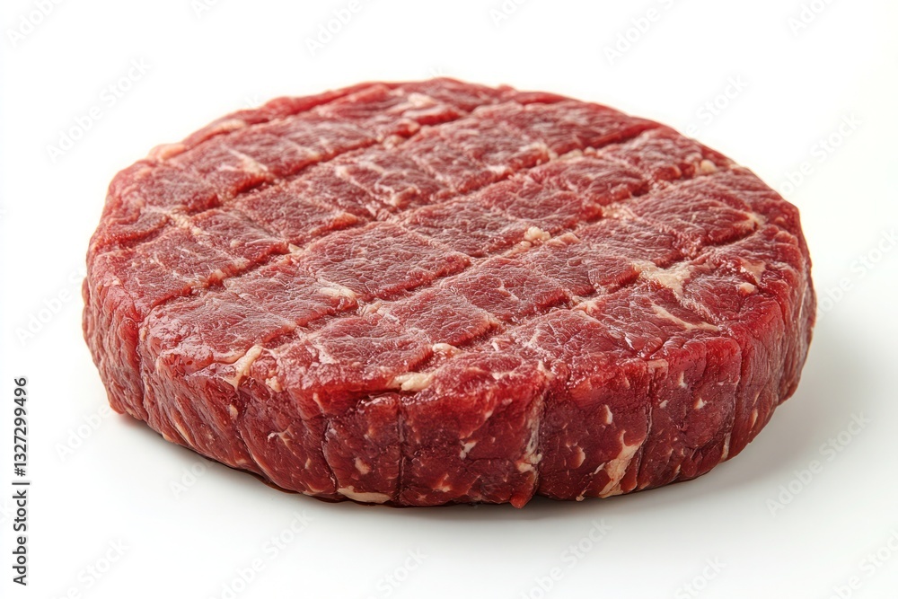 A piece of meat is sliced into small squares A piece of meat is sliced into small squares