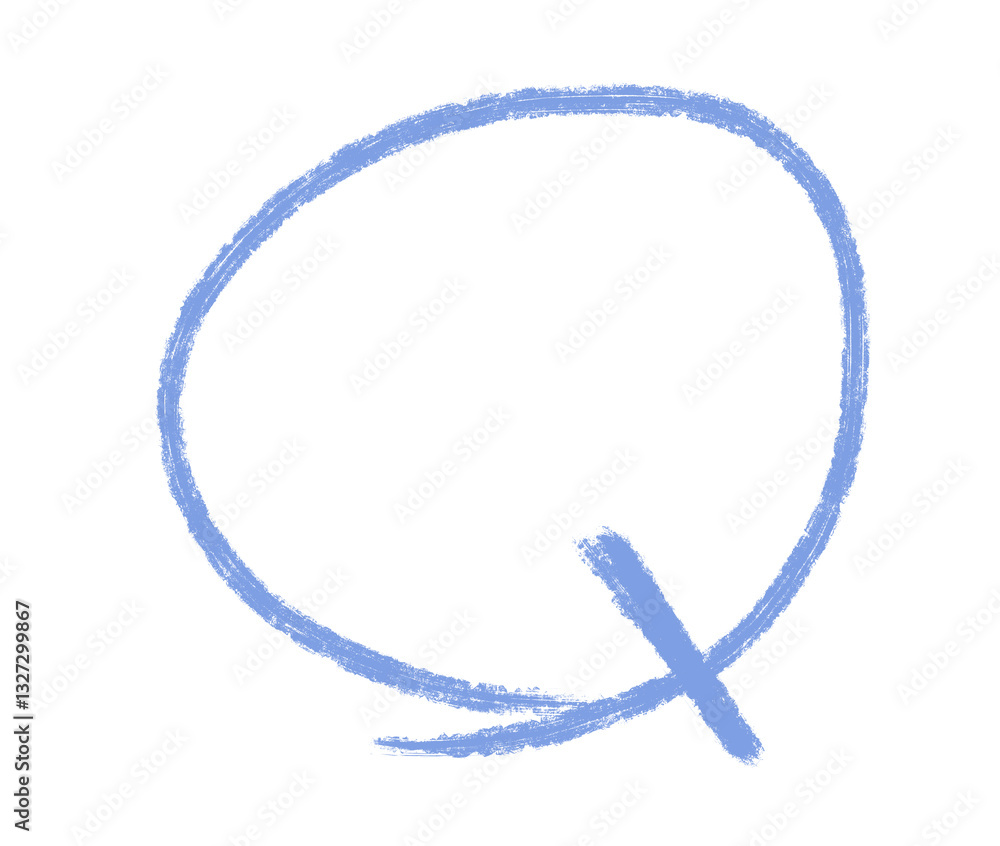 Abstract element hand-drawn brush pencil texture strokes letter Q