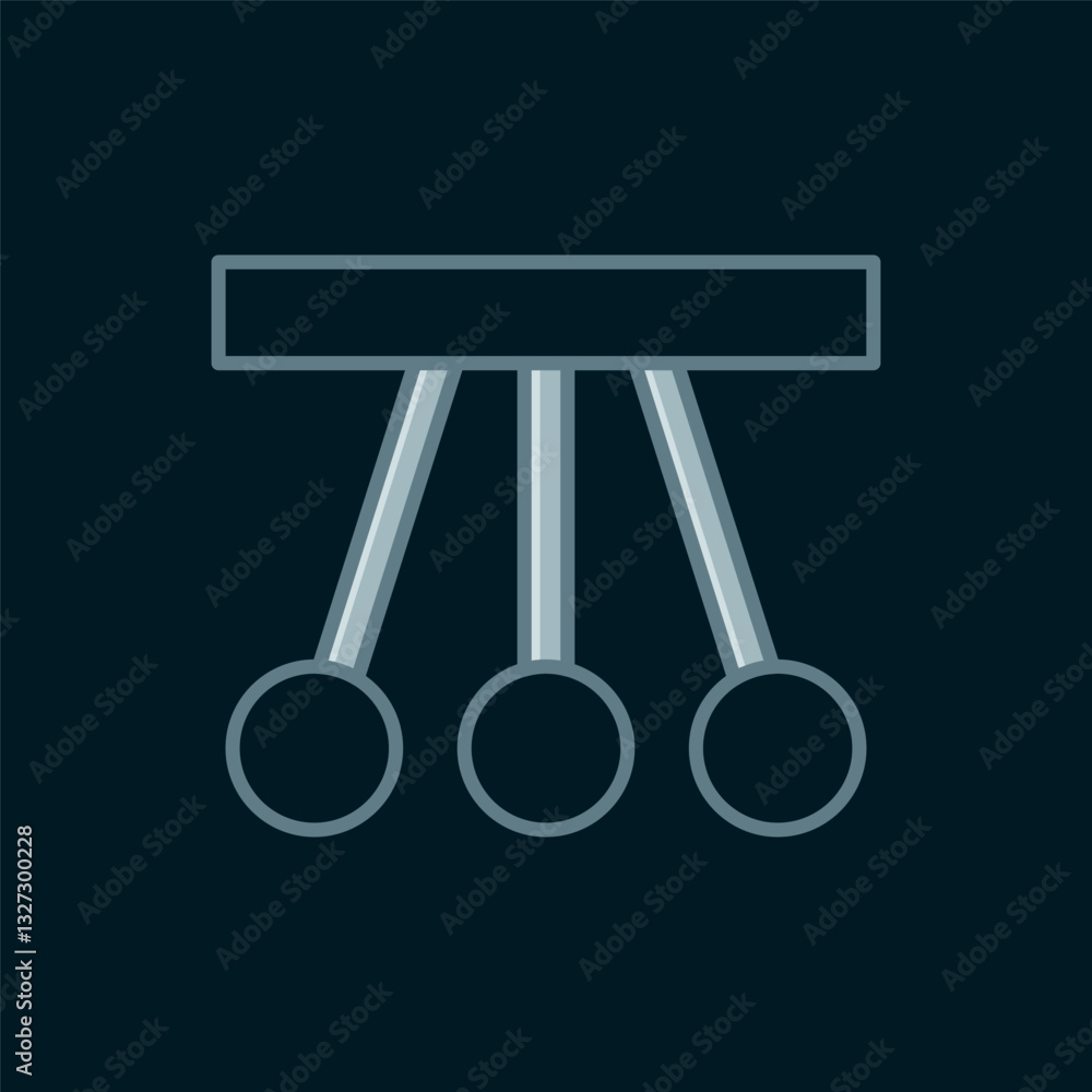 Line Pendulum icon isolated on black background. Newtons cradle. Flat filled outline style with shadow. Vector Line Pendulum icon isolated on black background. Newtons cradle. Flat filled outline style with shadow. Vector