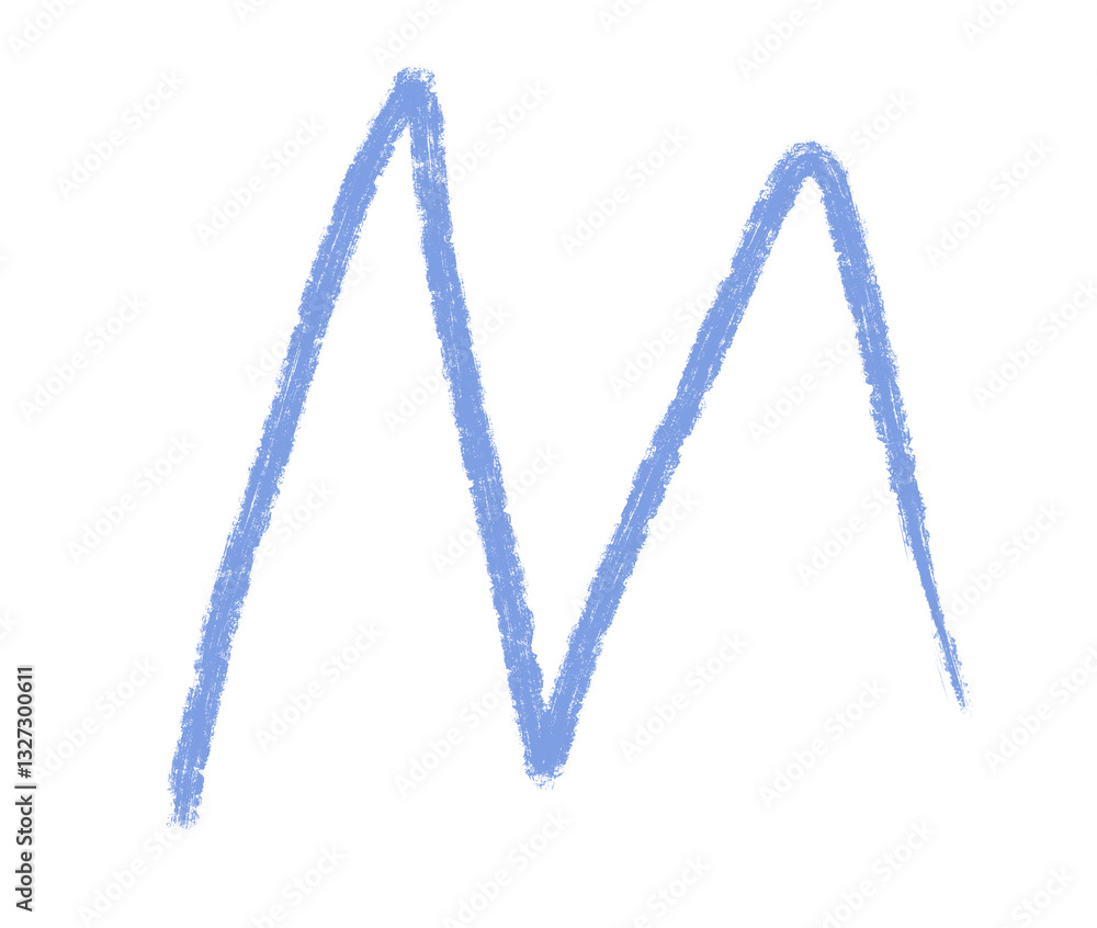 Abstract element hand-drawn brush pencil texture strokes letter M