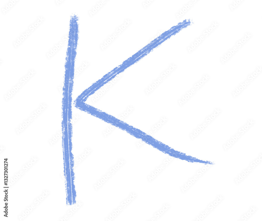 Abstract element hand-drawn brush pencil texture strokes letter K