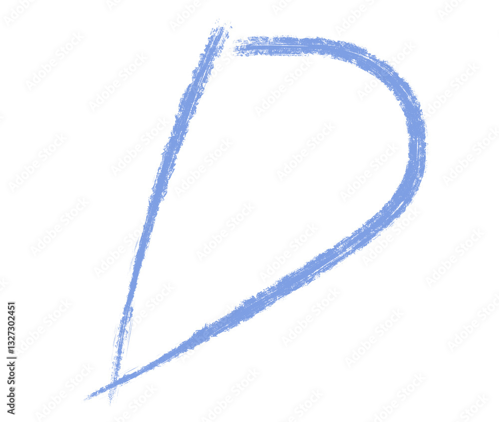 Abstract element hand-drawn brush pencil texture strokes letter D