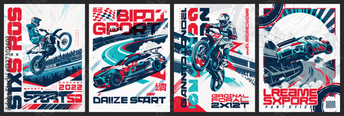  Motorsport Racing Posters Set – Dynamic Sports Wall Art