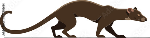 Brown weasel in a dynamic pose showcasing sleek form in a minimalistic style of vector art