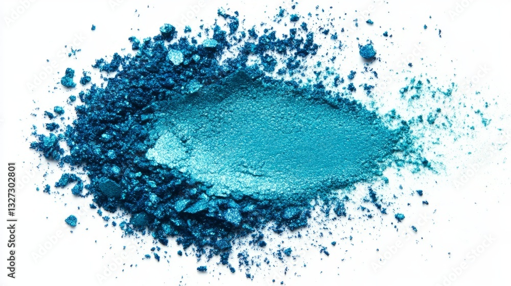 Obraz premium cobalt blue and teal eyeshadow powder on a white background, generative ai