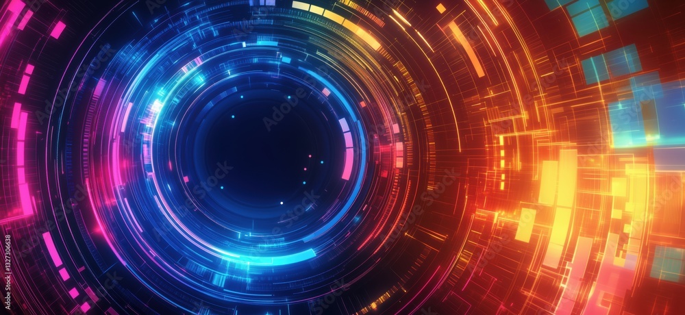 Futuristic abstract digital tunnel with vibrant colors and glowing patterns Futuristic abstract digital tunnel with vibrant colors and glowing patterns