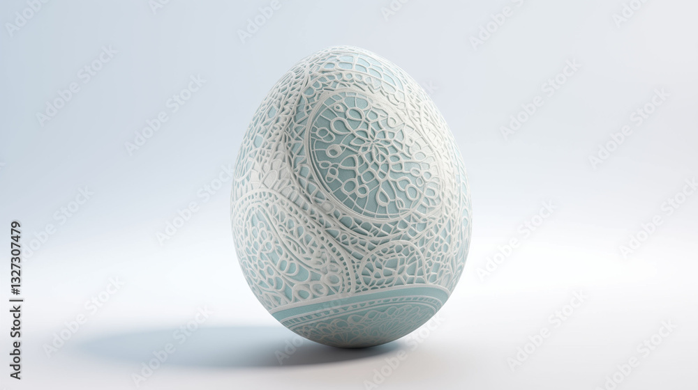 A single Easter egg with intricate pastel patterns A single Easter egg with intricate pastel patterns