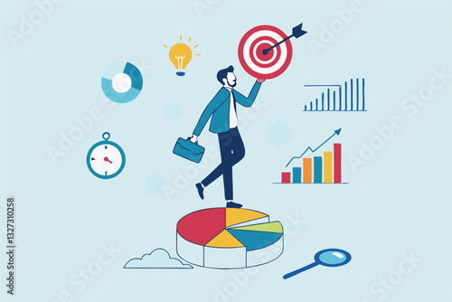 Data analysis, datum analytics or customer insight, graph and chart statistics diagram, forecasting model, predictive or data visualization concept, businessman working with data on computer laptop.