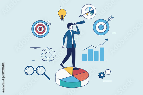 Data analysis, datum analytics or customer insight, graph and chart statistics diagram, forecasting model, predictive or data visualization concept, businessman working with data on computer laptop.
