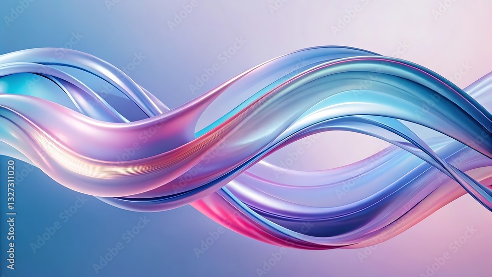 Fototapeta premium 3D futuristic abstract glossy flowing waves in pastel background (1)