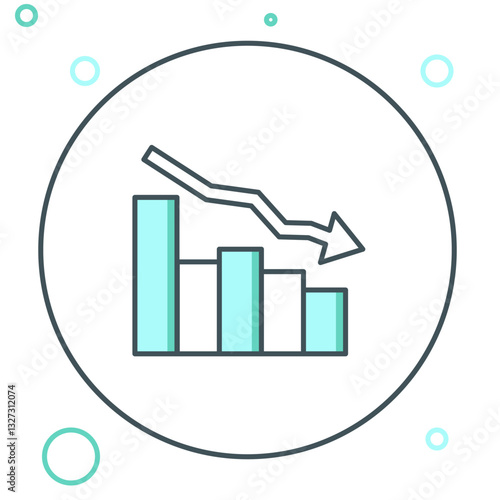 Line Financial growth decrease icon isolated on white background. Increasing revenue. Colorful outline concept. Vector