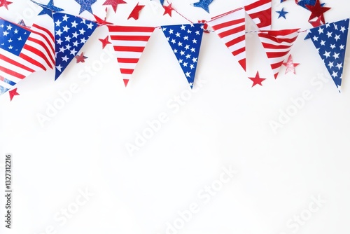 4th of July banner background isolated on white background.