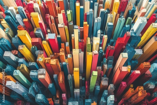 Abstract Colorful Blocks Form a Vivid Cityscape