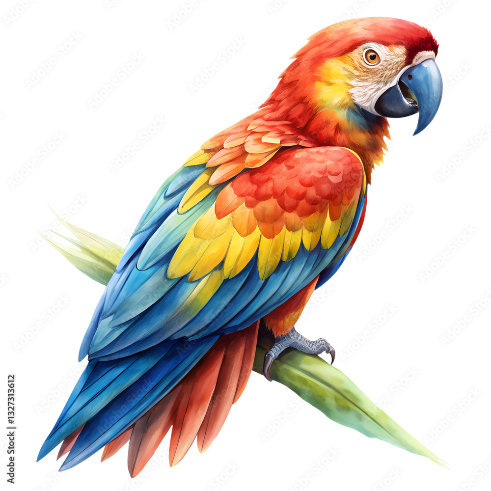 Fototapeta premium Blue and yellow macaw isolated on transparent background. PNG