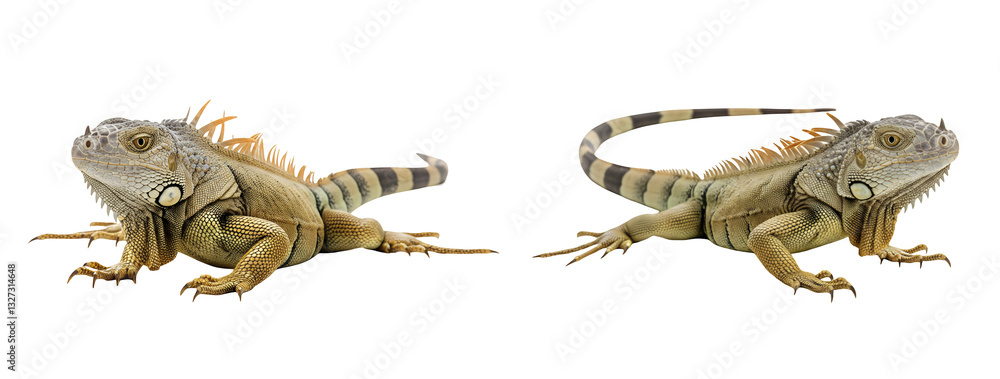 Naklejka premium Iguana Standing Posing Side View Isolated Against transparent background