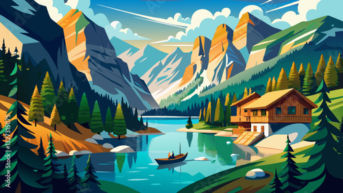 Amazing view of Lago di Braies (Pragser Wildsee), most beautiful lake in South Tirol, Dolomites mountains, Italy. Popular tourist attraction. Beautiful