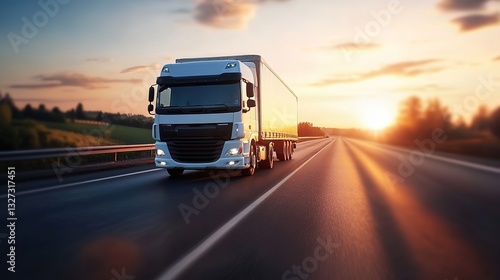 Wallpaper Mural White truck on a quiet road, bathed in soft evening light, evoking a sense of calm and simplicity.
 Torontodigital.ca