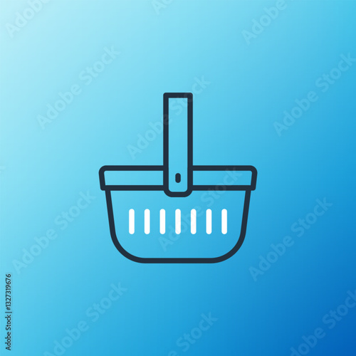 Line Picnic basket icon isolated on blue background. Colorful outline concept. Vector