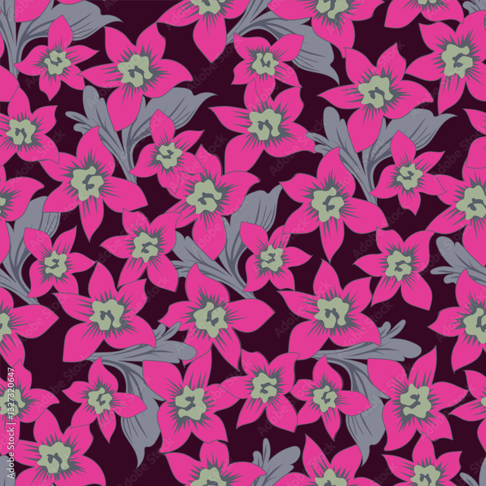 Obraz premium Vintage seamless floral pattern. Ditsy style background of small flowers. Ditsy floral over light yellow background. Small flower pattern for fashion, wrapping, printing on fabrics and surface