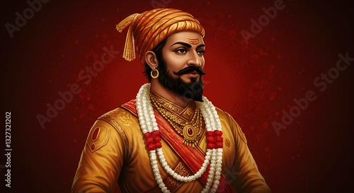 Chhatrapati Shivaji Maharaj isolated on orange background