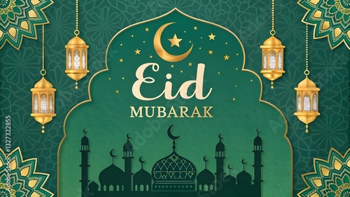 Eid mubarak islamic greeting card , poster, banner design Baground 