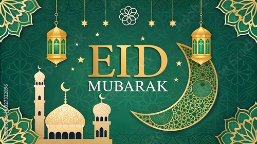 Eid mubarak islamic greeting card , poster, banner design Baground 