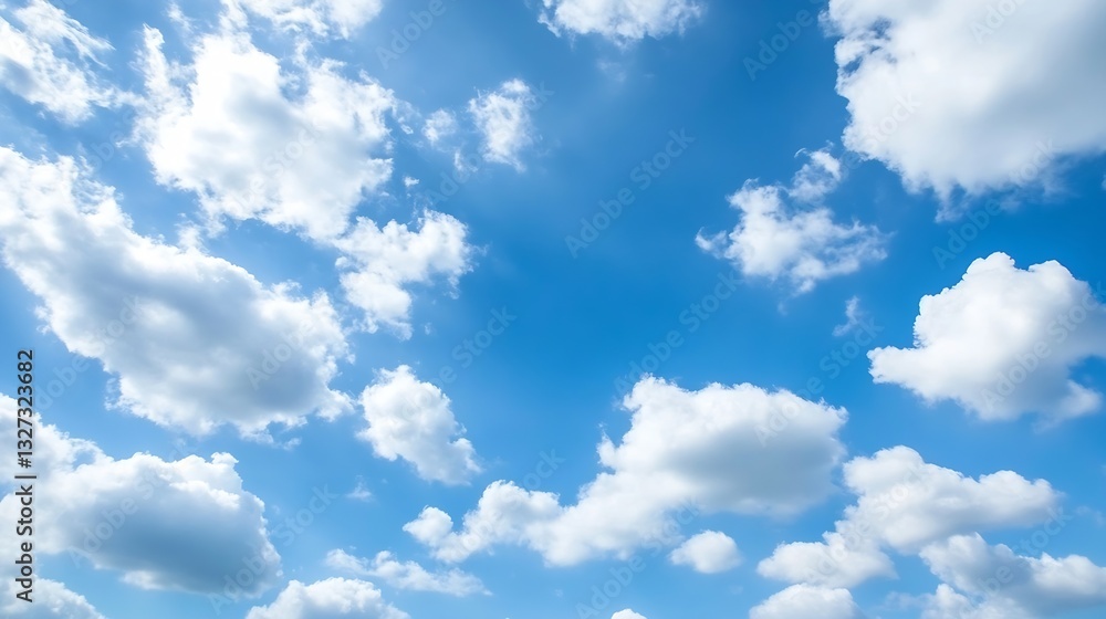 Vast blue sky filled with fluffy white clouds creating a serene and calm atmosphere for nature lovers : Generative AI Vast blue sky filled with fluffy white clouds creating a serene and calm atmosphere for nature lovers : Generative AI