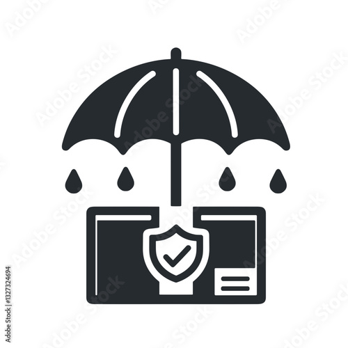 Rain protection for packages with umbrella icon in logistics services
